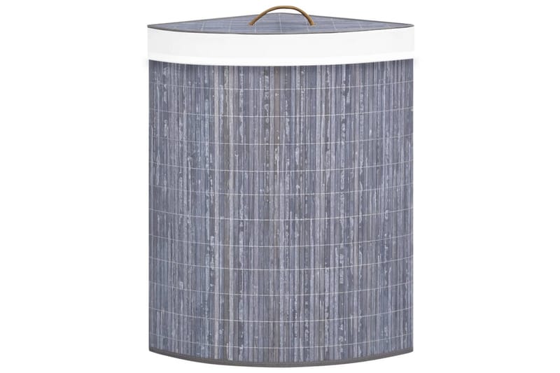 Tvättkorg för hörn bambu grå 60 L - Grå - Hus & renovering - Kök & bad - Badrum - Badrumstillbehör