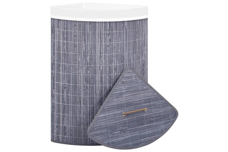 Tvättkorg för hörn bambu grå 60 L - Grå - Hus & renovering - Kök & bad - Badrum - Badrumstillbehör
