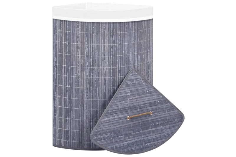 Tvättkorg för hörn bambu grå 60 L - Grå - Badrumstillbehör - Tvättkorg