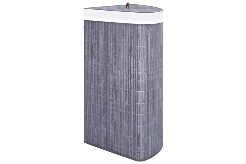 Tvättkorg för hörn bambu grå 60 L - Grå - Hus & renovering - Kök & bad - Badrum - Badrumstillbehör