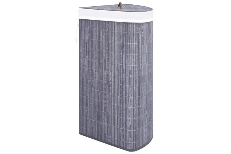 Tvättkorg för hörn bambu grå 60 L - Grå - Badrumstillbehör - Tvättkorg