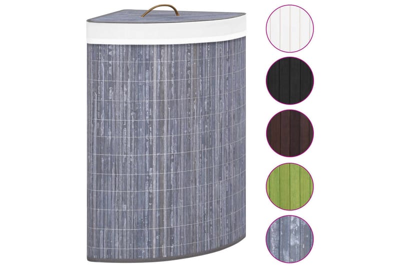 Tvättkorg f�ör hörn bambu grå 60 L - Grå - Badrumstillbehör - Tvättkorg