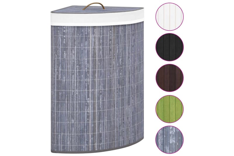 Tvättkorg för hörn bambu grå 60 L - Grå - Hus & renovering - Kök & bad - Badrum - Badrumstillbehör