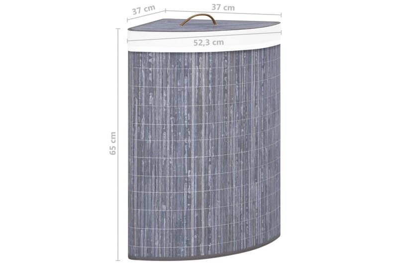 Tvättkorg för hörn bambu grå 60 L - Grå - Hus & renovering - Kök & bad - Badrum - Badrumstillbehör