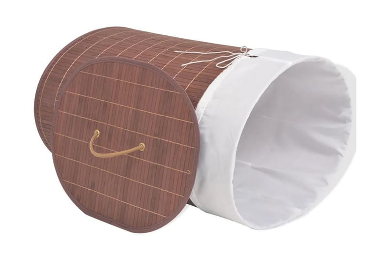 Tvättkorg i bambu oval brun - Brun - Badrumstillbehör - Tvättkorg