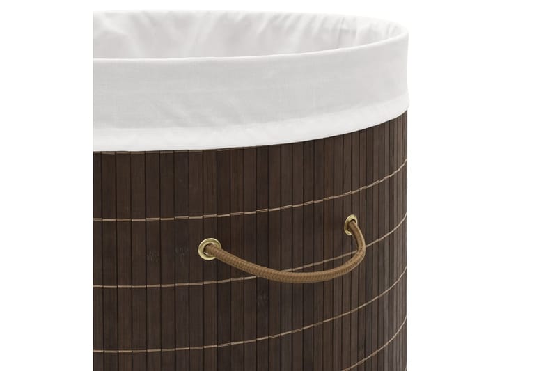 Tvättkorg i bambu oval mörkbrun - Brun - Badrumstillbehör - Tvättkorg