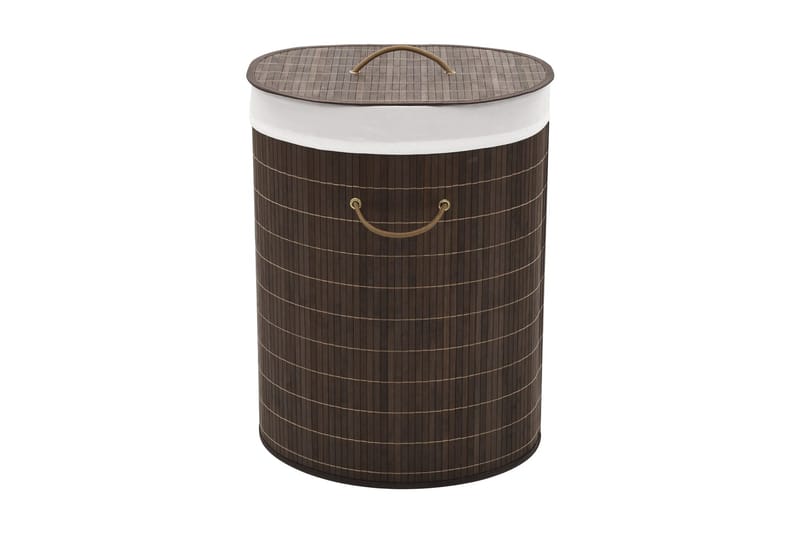 Tvättkorg i bambu oval mörkbrun - Brun - Badrumstillbehör - Tvättkorg