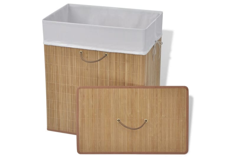 Tvättkorg i bambu rektangulär naturfärg - Brun - Hus & renovering - Kök & bad - Badrum - Badrumstillbehör
