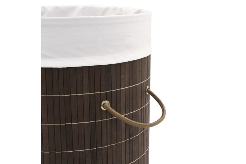 Tvättkorg i bambu rund mörkbrun - Brun - Badrumstillbehör - Tvättkorg