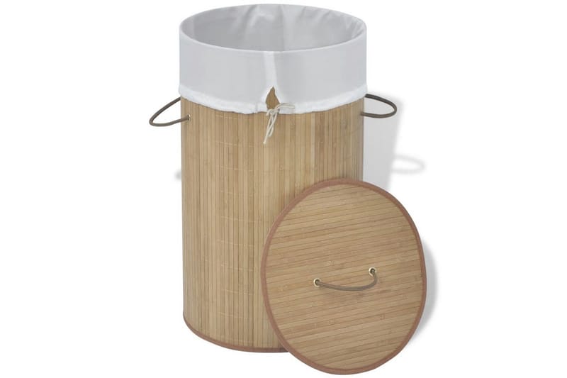 Tvättkorg i bambu rund naturfärg - Brun - Hus & renovering - Kök & bad - Badrum - Badrumstillbehör