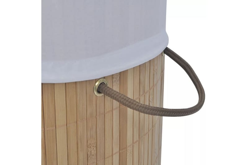 Tvättkorg i bambu rund naturfärg - Brun - Badrumstillbehör - Tvättkorg