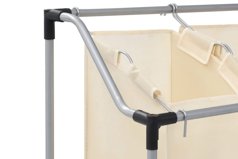 Tvättsorterare med 3 påsar gräddvit stål - Vit - Hus & renovering - Kök & bad - Badrum - Badrumstillbehör