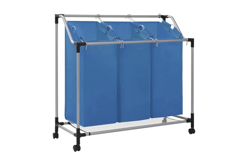 Tvättsorterare med 3 påsar blå stål - Blå - Tvättkorg - Badrumstillbehör