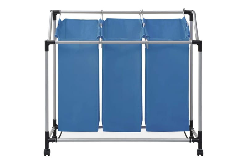 Tvättsorterare med 3 påsar blå stål - Blå - Badrumstillbehör - Tvättkorg