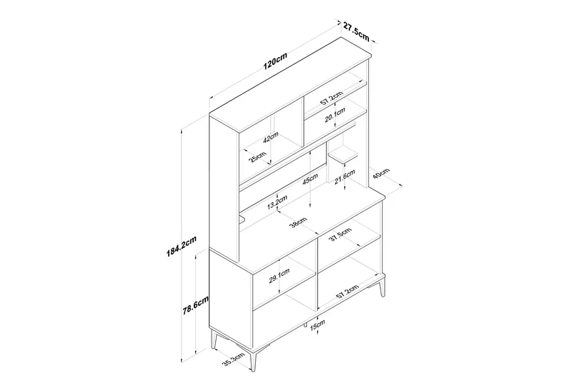 Eligius Högskåp - Vit/Valnöt - Hus & renovering - Kök & bad - Kök & tvättstuga