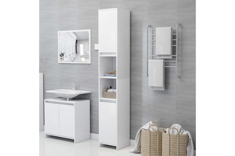 Badrumsskåp vit 30x30x183,5 cm spånskiva - Vit - Hus & renovering - Kök & bad - Badrum - Badrumsmöbler & badrumsinredning - Väggskåp & högskåp