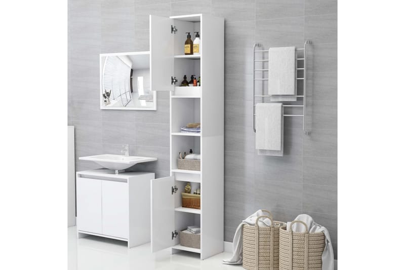 Badrumsskåp vit 30x30x183,5 cm spånskiva - Vit - Hus & renovering - Kök & bad - Badrum - Badrumsmöbler & badrumsinredning - Väggskåp & högskåp