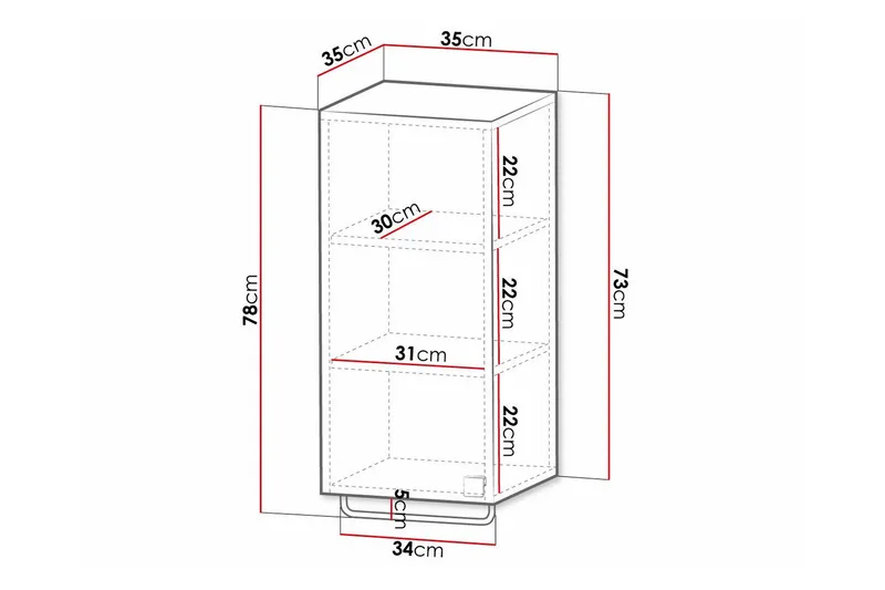 Glenndale Högskåp Badrum 73 cm Concept 55 Grey - Hus & renovering - Kök & bad - Badrum - Badrumsmöbler & badrumsinredning - Väggskåp & högskåp