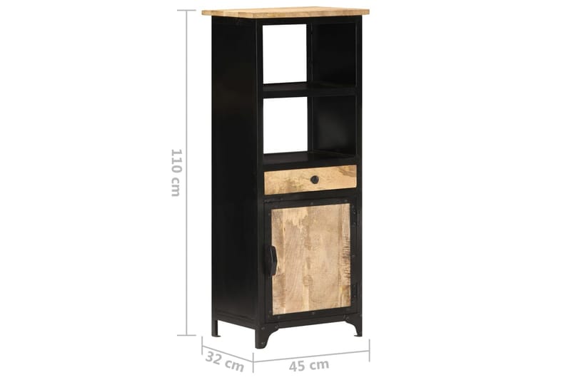 Högskåp 45x32x110 cm massivt mangoträ - Svart - Hus & renovering - Kök & bad - Badrum - Badrumsmöbler & badrumsinredning - Väggskåp & högskåp