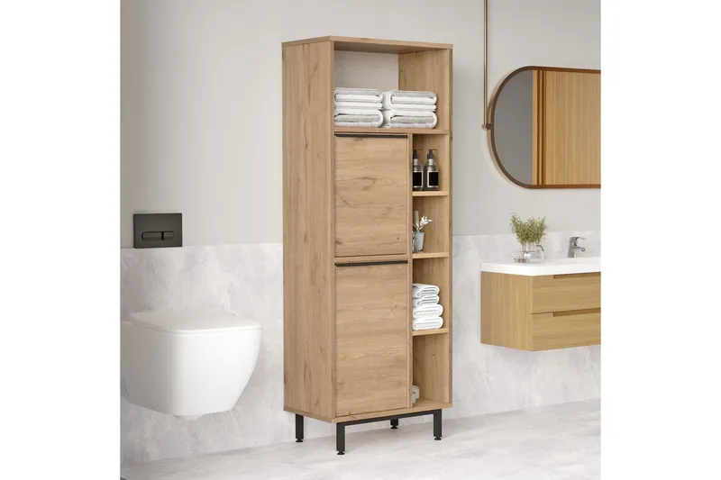 Liyakat Högskåp Badrum 161,6 cm - Valnöt - Hus & renovering - Kök & bad - Badrum - Badrumsmöbler & badrumsinredning - Väggskåp & högskåp