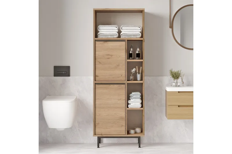 Liyakat Högskåp Badrum 161,6 cm - Valnöt - Hus & renovering - Kök & bad - Badrum - Badrumsmöbler & badrumsinredning - Väggskåp & högskåp