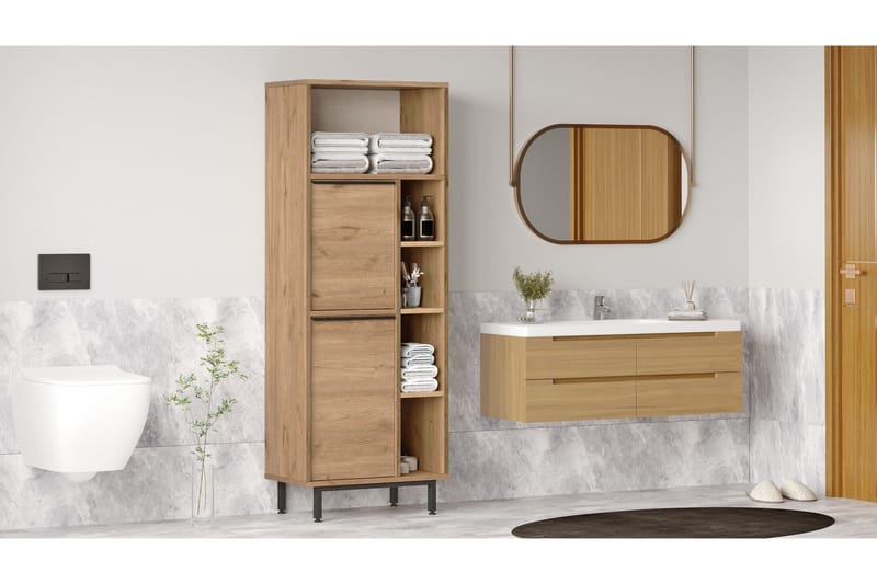 Liyakat Högskåp Badrum 161,6 cm, Valnöt