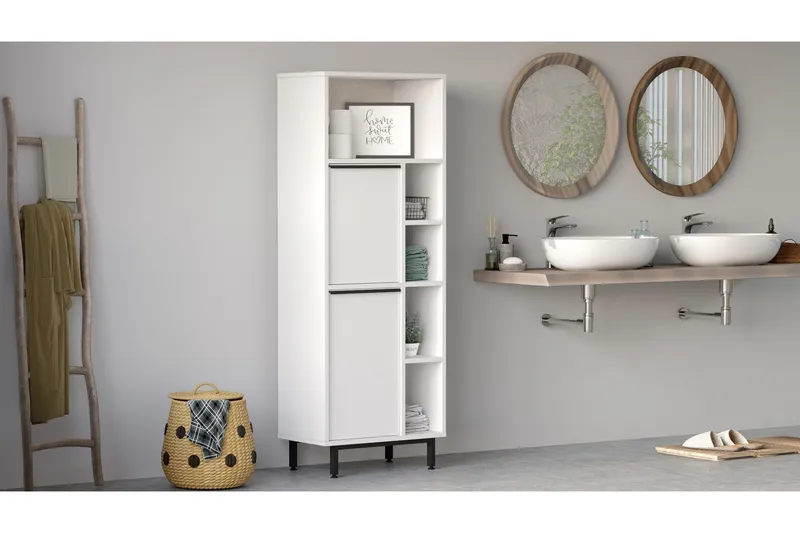 Liyakat Högskåp Badrum 161,6 cm, Vit