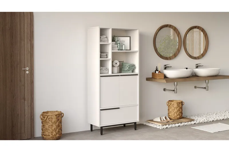 Liyakat Högskåp Badrum 161,6 cm, Vit
