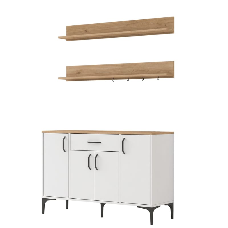 Kalvik Multifunktionsskåp 120x78,6x40 cm - Vitt och valnöt - Hus & renovering - Kök & bad - Kök & tvättstuga