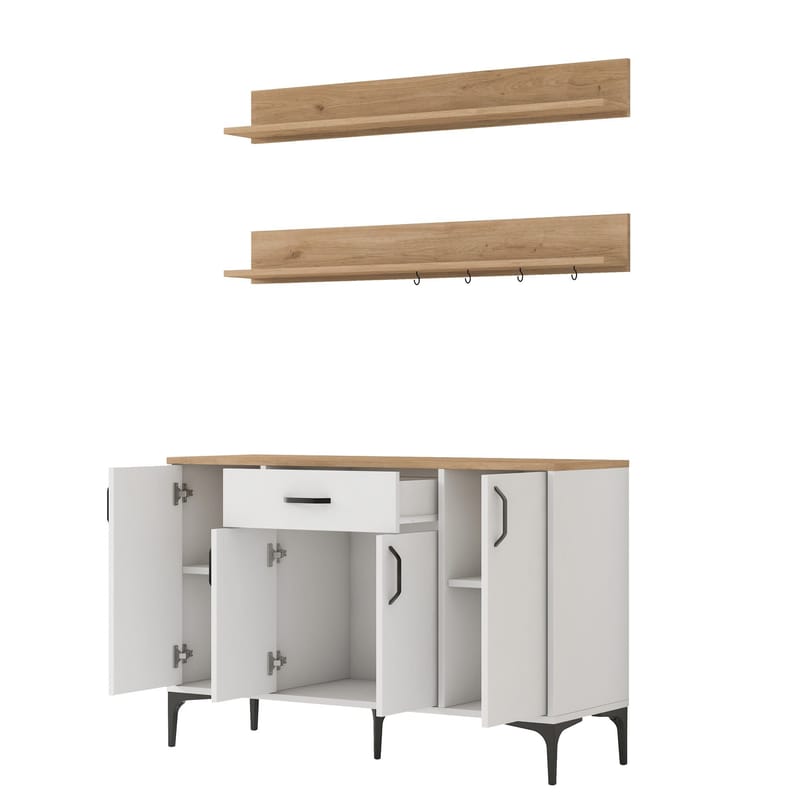 Kalvik Multifunktionsskåp 120x78,6x40 cm - Vitt och valnöt - Hus & renovering - Kök & bad - Kök & tvättstuga