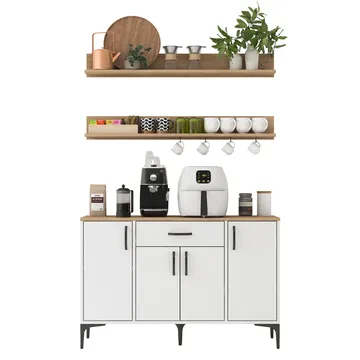 Kalvik Multifunktionsskåp 120x78,6x40 cm - Vitt och valnöt - Hus & renovering - Kök & bad - Kök & tvättstuga