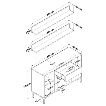 Kalvik Multifunktionsskåp 120x78,6x40 cm - Vitt och valnöt - Hus & renovering - Kök & bad - Kök & tvättstuga