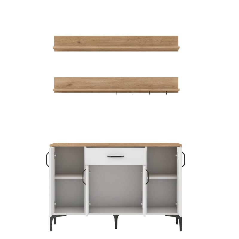Kalvik Multifunktionsskåp 120x78,6x40 cm - Vitt och valnöt - Hus & renovering - Kök & bad - Kök & tvättstuga