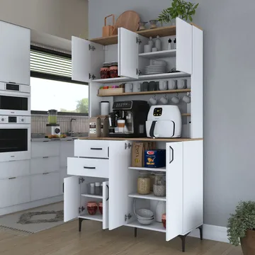 Kaolins Multifunktionsskåp 120x204,2x45 cm - Vitt och valnöt - Hus & renovering - Kök & bad - Kök & tvättstuga