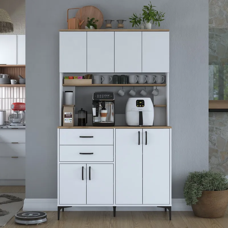 Kaolins Multifunktionsskåp 120x204,2x45 cm - Vitt och valnöt - Hus & renovering - Kök & bad - Kök & tvättstuga