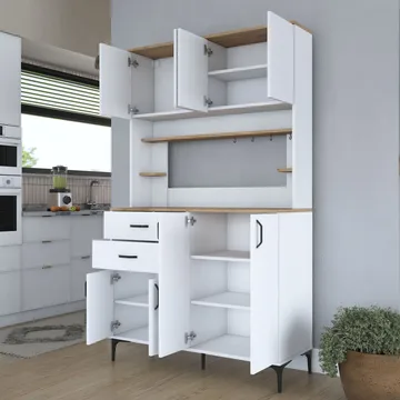 Kaolins Multifunktionsskåp 120x204,2x45 cm - Vitt och valnöt - Hus & renovering - Kök & bad - Kök & tvättstuga