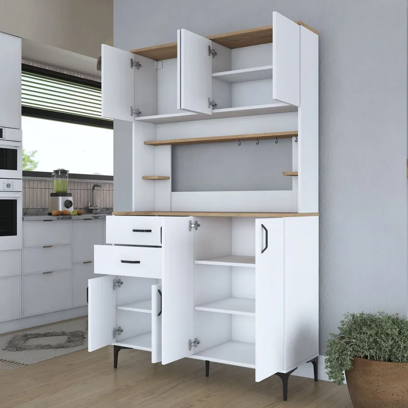 Kaolins Multifunktionsskåp 120x204,2x45 cm - Vitt och valnöt - Hus & renovering - Kök & bad - Kök & tvättstuga