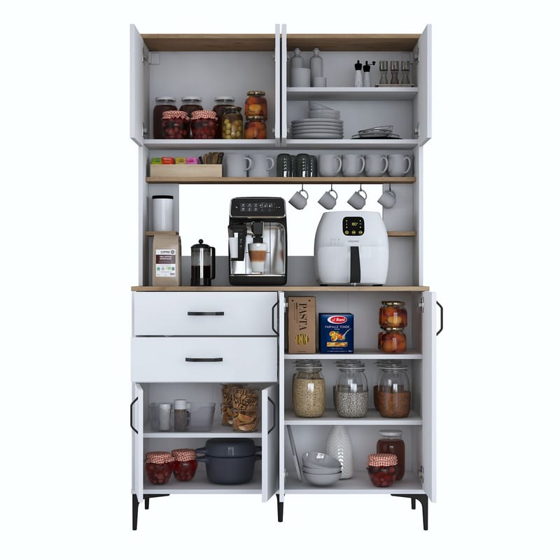 Kaolins Multifunktionsskåp 120x204,2x45 cm - Vitt och valnöt - Hus & renovering - Kök & bad - Kök & tvättstuga