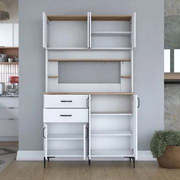 Kaolins Multifunktionsskåp 120x204,2x45 cm - Vitt och valnöt - Hus & renovering - Kök & bad - Kök & tvättstuga