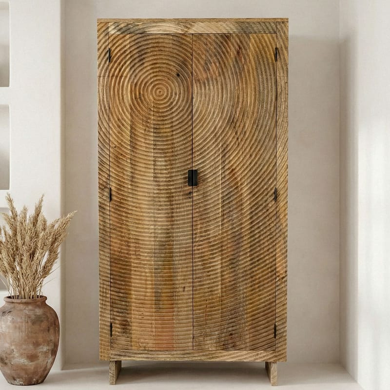 Livino Förvaringsskåp 90x180 cm 3D-mönster Industriell stil - naturbrun och svart - Hus & renovering - Kök & bad - Kök & tvättstuga