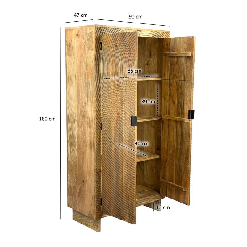 Livino Förvaringsskåp 90x180 cm 3D-mönster Industriell stil - naturbrun och svart - Hus & renovering - Kök & bad - Kök & tvättstuga