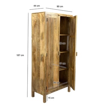 Livira Förvaringsskåp 90x187 cm Ribbdesign Lantlig stil - naturbrun - Hus & renovering - Kök & bad - Kök & tvättstuga
