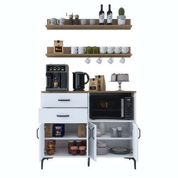 Lorvik Multifunktionsskåp 120x98,8x40 cm - Vitt och valnöt - Hus & renovering - Kök & bad - Kök & tvättstuga