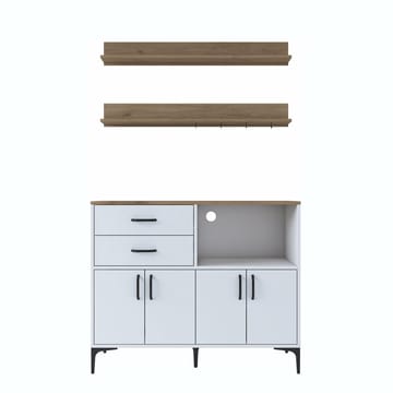 Lorvik Multifunktionsskåp 120x98,8x40 cm - Vitt och valnöt - Hus & renovering - Kök & bad - Kök & tvättstuga