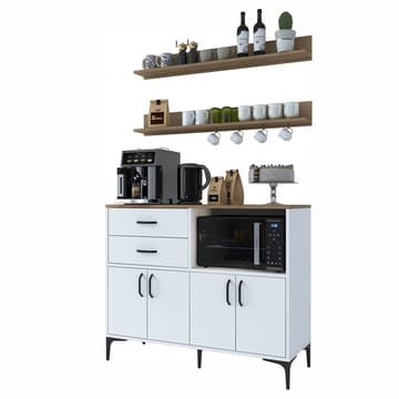 Lorvik Multifunktionsskåp 120x98,8x40 cm - Vitt och valnöt - Hus & renovering - Kök & bad - Kök & tvättstuga