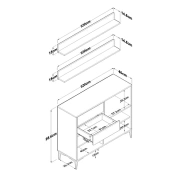 Lorvik Multifunktionsskåp 120x98,8x40 cm - Vitt och valnöt - Hus & renovering - Kök & bad - Kök & tvättstuga