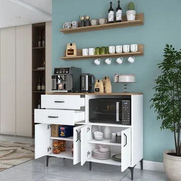 Lorvik Multifunktionsskåp 120x98,8x40 cm - Vitt och valnöt - Hus & renovering - Kök & bad - Kök & tvättstuga