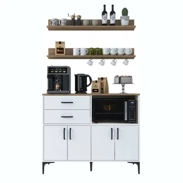Lorvik Multifunktionsskåp 120x98,8x40 cm - Vitt och valnöt - Hus & renovering - Kök & bad - Kök & tvättstuga