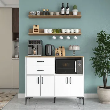 Lorvik Multifunktionsskåp 120x98,8x40 cm - Vitt och valnöt - Hus & renovering - Kök & bad - Kök & tvättstuga
