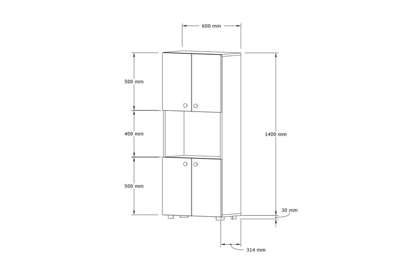 Rinorea Köksskåp 60x140 cm - Brun - Hus & renovering - Kök & bad - Kök & tvättstuga